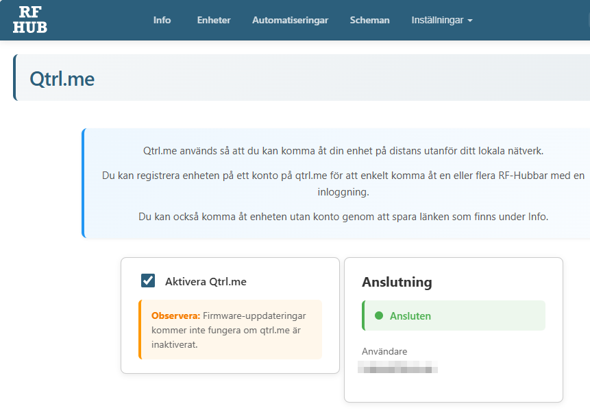 Qtrl.me-anslutning