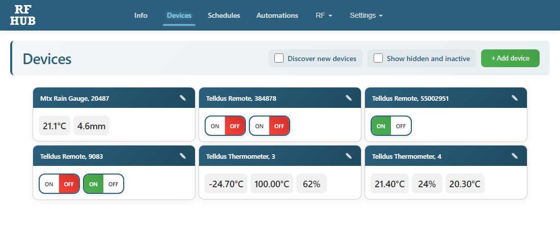 Devices page