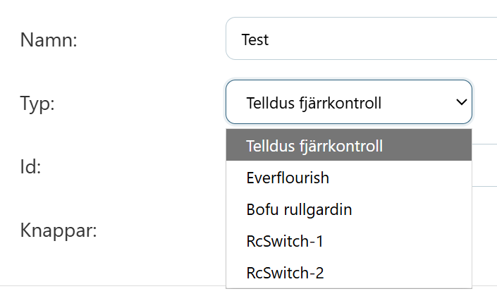 Fjärrkontrolltyper