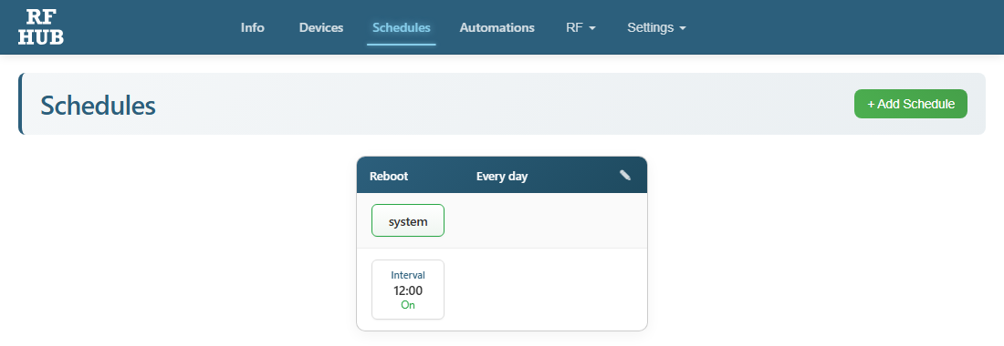 Schedule list with a system schedule