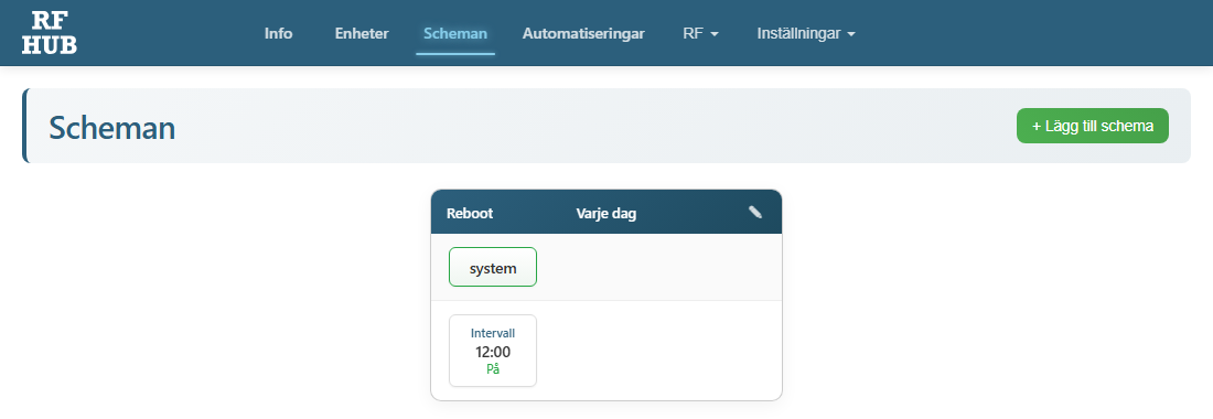 Schemalistan med ett systemschema